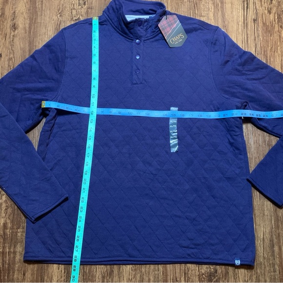 Chaps Quilted Pullover Shirt 1/4 Snap Blue Long Sleeve Mock Neck Men’s XL NWT - Picture 3 of 9